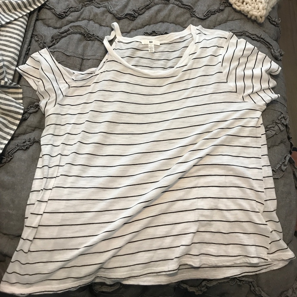 BP Striped cold shoulder top